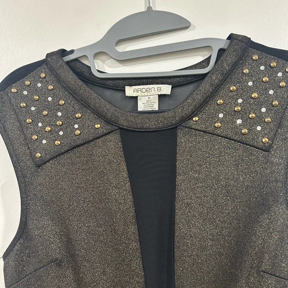 Arden B Black and Gold Studded Mini Dress size S - Picture 4 of 5